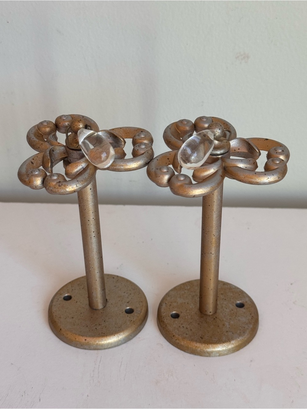 Vintage Simply SHABBY Chic Gold Tone Drapery Curtain Holdback Cottagecore Set 2